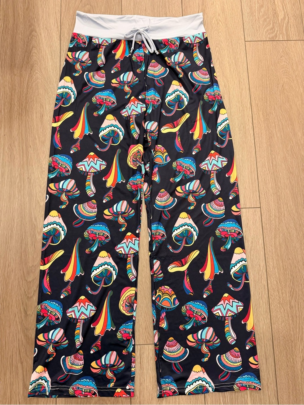 New- women’s size (XL) Black Pajama Pants with Colorful Mushroom Print
